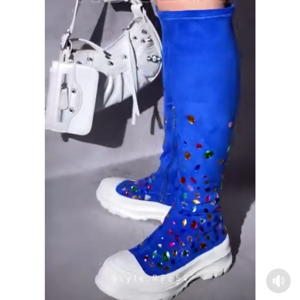 •CAPE ROBBIN• “Reesy” Chunky Sole Rhinestone Gem Sock Boot/Sneakers >> NIB - Picture 4 of 16
